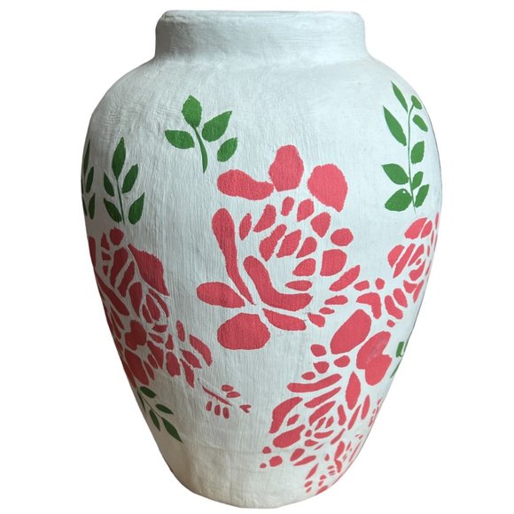 Rare! Vtg Isabelle de Borchgrave Paper-Mache Vase Marshall Fields Glass Insert - Picture 3 of 7